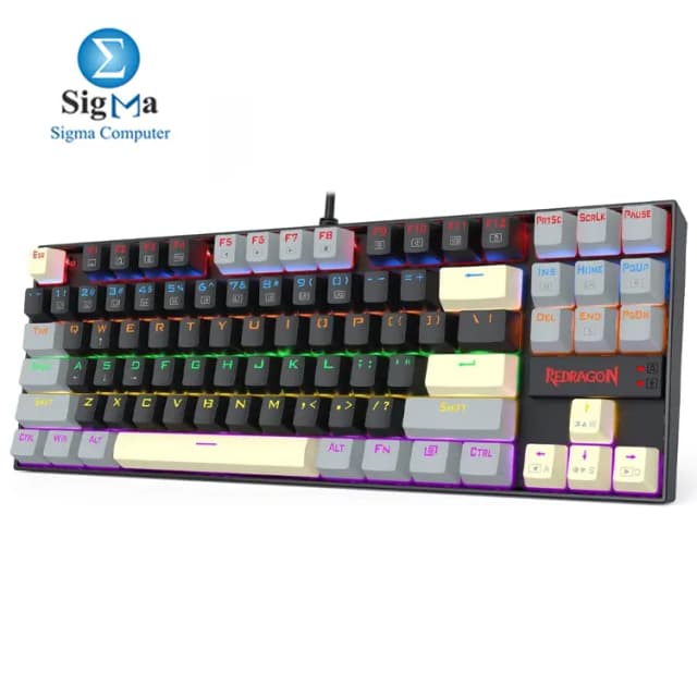 Redragon K552 GLY-R KUMARA Edition Wired Rainbow Mechanical Gaming Keyboard ARABIC – Blue Switch