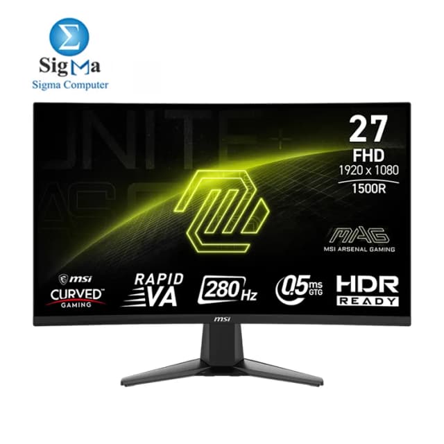 MSI MAG 276CXF 27 inch FHD 280Hz 0.5ms Curved Gaming Monitor – Rapid VA Panel, Adaptive-Sync, HDR Ready