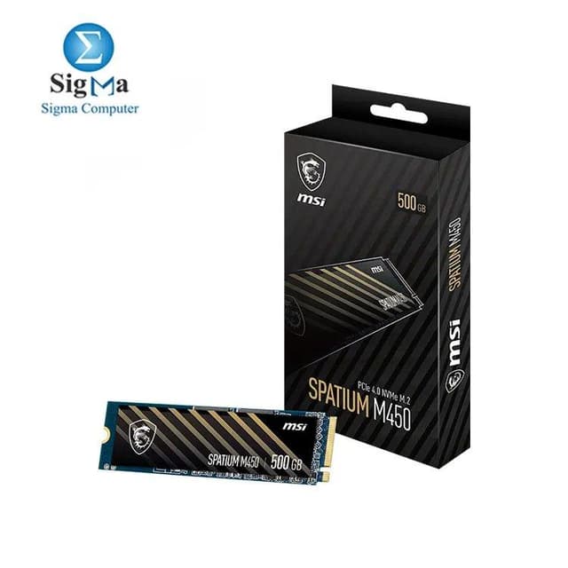 MSI SPATIUM M450 500GB, PCIe 4.0 NVMe, up to 3600MB/s read, 2300MB/s write, PHISON E19T, 3D NAND, M.2 2280, 300TBW