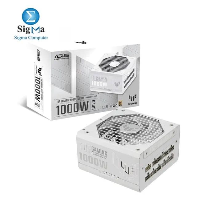ASUS TUF-GAMING-1000G-WHITE – 1000W 80+ Gold, ATX 3.1, PCIe 5.1 ready, fully modular, military-grade components, dual ball bearing fan