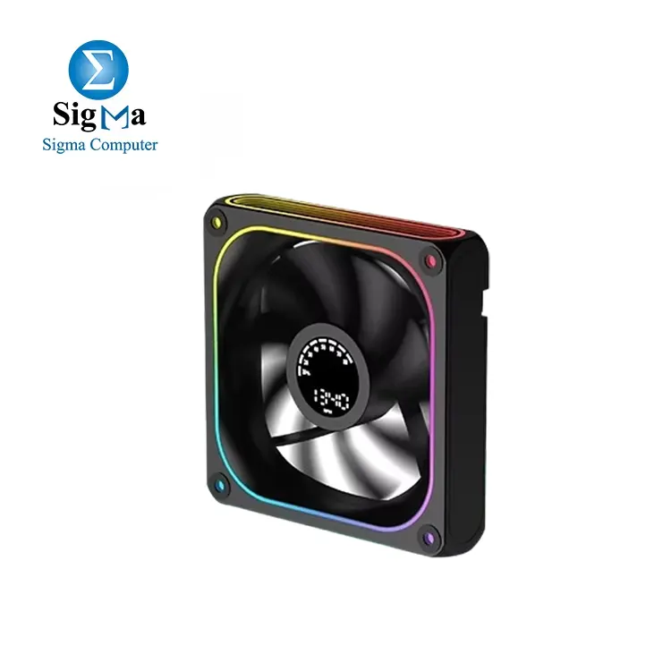 Xigmatek Aero DGT 120 Black – 120mm ARGB PWM Digital LCD Infinity Ring Case Fan (1 Fan)