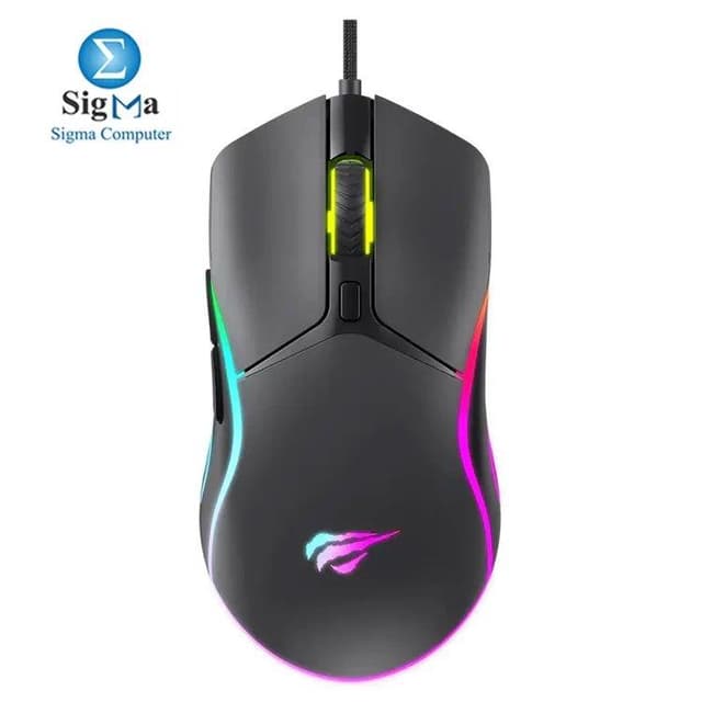 Havit MS1029 RGB Wired Gaming Mouse with 6 programmable keys, 800–7200 DPI, RGB lighting, and ergonomic design