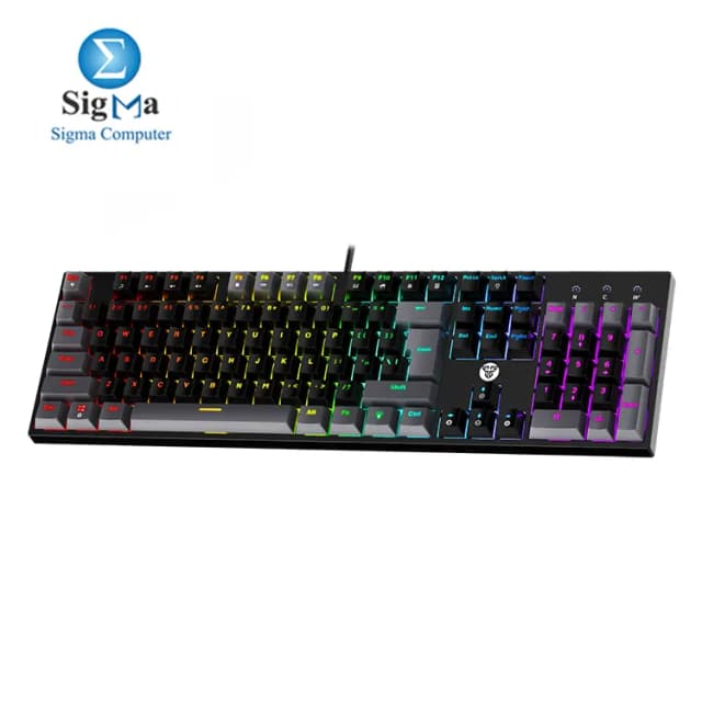 Fantech ATOM104 MK886v2 Black Full Size 104 Keys Blue Switches Double Injection Keycaps 13 RGB Modes 25-Key Anti-Ghosting Hot-Swappable Wired