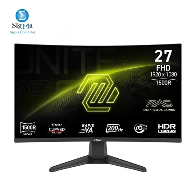 MSI mag 276CF E20 27 Inch 1920x1080 (FHD) Gaming Monitor, 200Hz, Adaptive-Synch, HDMI, DisplayPort, VESA Mountable, Tilt, Height Adjustable, Speaker, 0.5ms, Black