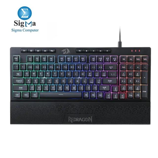 Redragon SHIVA K515 – 98-Key membrane keyboard with mechanical feel, tri-mode connectivity, RGB lighting, macro keys, and detachable wrist rest-English keyboard