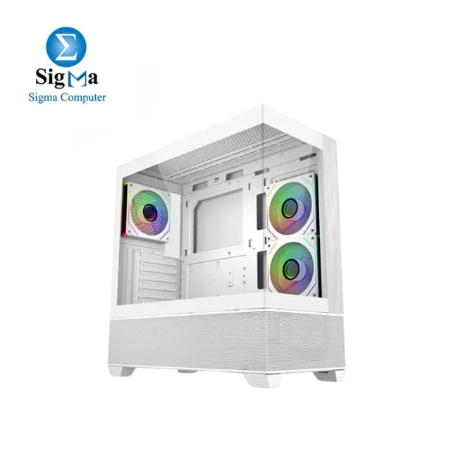 Cooler Master Elite 690 White Wood ARGB ATX Mid-Tower Case – Tempered Glass, Wood Front Panel, USB Type-C