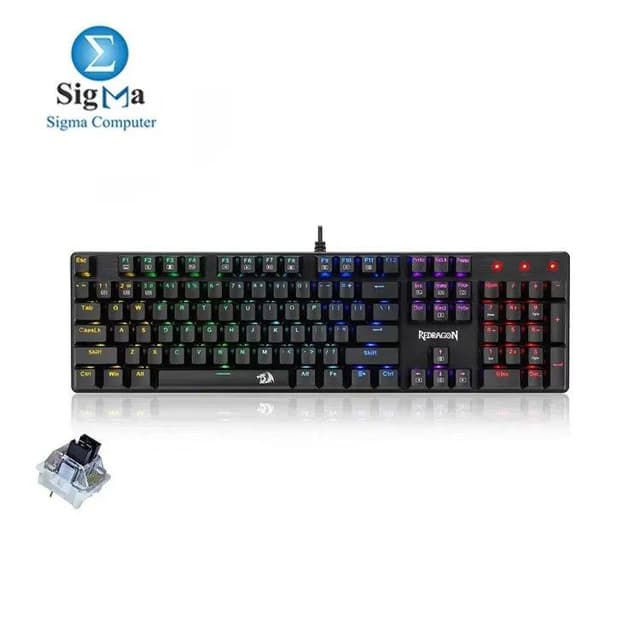 REDRAGON VALHEIM K608E ELITE Mechanical Black Switch RAINBOW Backlight  full sizeHot-Swappable AR (black)