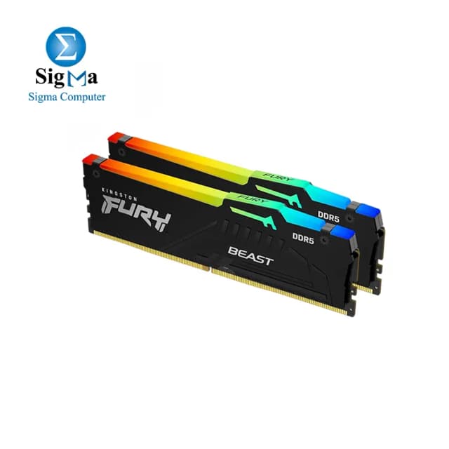 Kingston Fury Beast RGB 64GB DDR5 Dual Desktop Memory Kit, 6000 MHz Memory Speed, CL36 CAS Latency, 288-Pin Kit, Intel XMP & AMD EXPO Ready, Black | KF560C36BBE2AK2-64