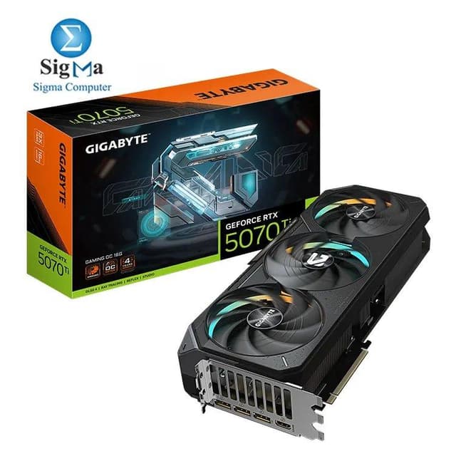 Gigabyte GeForce RTX™ 5070 Ti GAMING OC 16G features 8960 CUDA cores, 16GB GDDR7 memory, 2588 MHz core clock, 7680 x 4320 max resolution