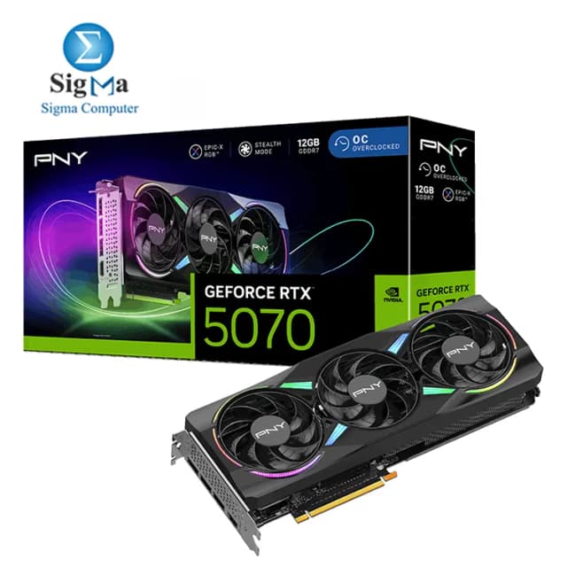 PNY GeForce RTX 5070 ARGB OC Epic-X RGB Triple Fan 12GB GDDR7 Graphics Card