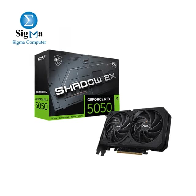 MSI RTX 5050 8G Shadow 2X OC Graphics Card (8GB GDDR6,128-bit, Extreme Performance: 2617 MHz, DisplayPort x3 2.1a, HDMI 2.1b, NVIDIA Blackwell Architecture)
