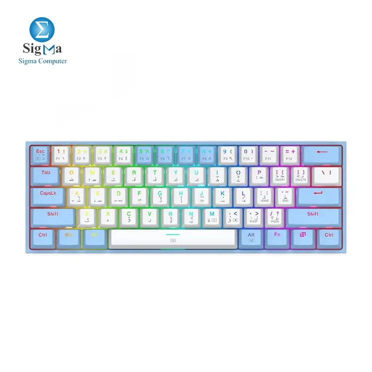 REDRAGON K617 FIZZ RED Switch RGB - WHITE/BLUE  (60% KB) - ARABIC