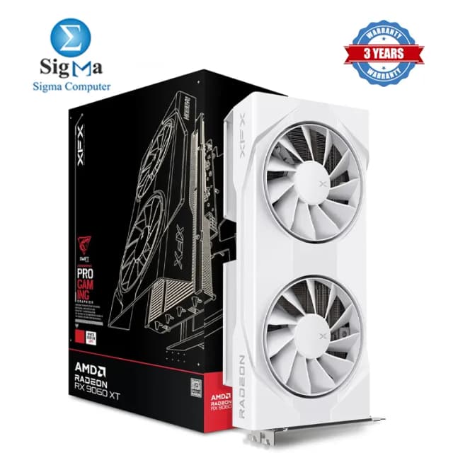 XFX Swift AMD Radeon RX 9060 XT OC White Gaming Edition 8GB GDDR6 RDNA 4 2048 cores up to 3320 MHz PCI-E 5.0 Dual Fan 2x DP 2.1 1x HDMI 2.1 1x 8-pin