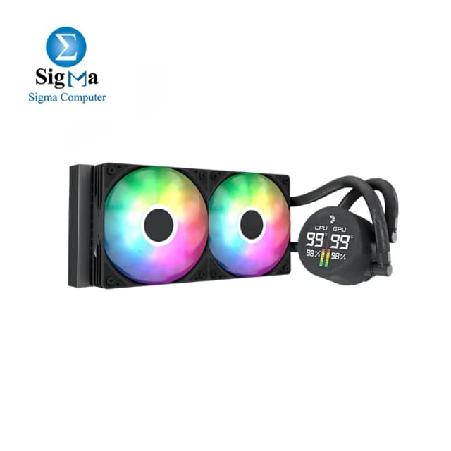 Aerocol Abyss L240 Black with digital display – 240mm ARGB Liquid Cooler – Intel LGA1851/LGA1700 – AMD AM4/AM5.