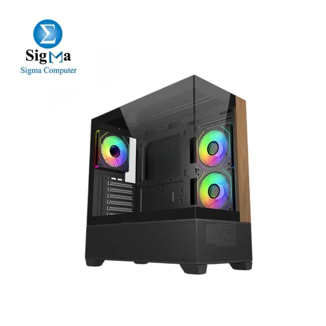 Cooler Master Elite 690 Wood ARGB ATX Mid-Tower Case – Tempered Glass, Wood Front Panel, USB Type-C