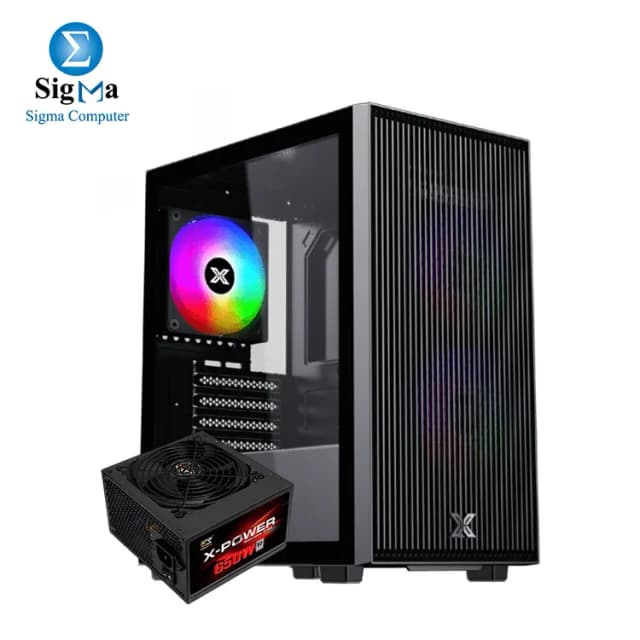 XIGMATEK Amun 3 Fan ARGB PWM + X-Power 650W 80 Plus Micro Tower Case-EN90427