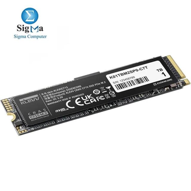 KLEVV CRAS C715 1TB M.2 2280 SLC Cache NVMe PCIe Gen3x4 Laptop & Desktop, up to 3200MB/s (K01TBM2SP0-C7T)