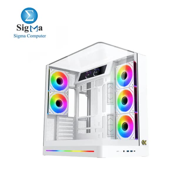 XIGMATEK Pano II LCD Arctic Type C 8 Fan ARGB (6 Reverse & 2 Normal) Pwm Curved TG EATX SuperTower Case