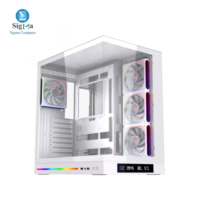 XIGMATEK Cloud DGT Arctic Digital LCD 4 Fan Argb PWM BTF White Mid Tower Case-EN49620