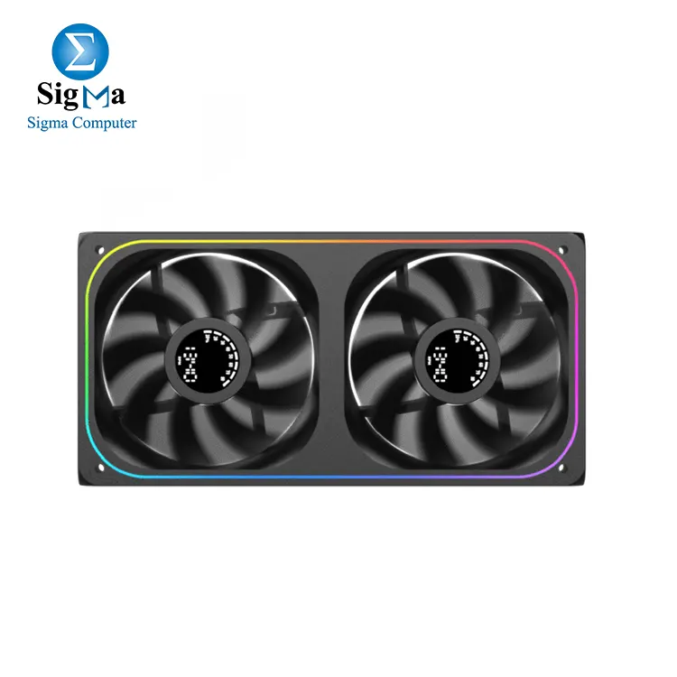 XIGMATEK Aero DGT 240 Reverse Digital LCD 2 Fan ARGB and PWM Infinity Ring Four Side 240mm Standard Fan Blade-EN90267