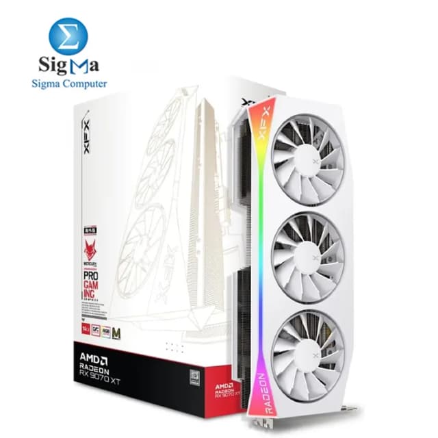 XFX Mercury AMD Radeon RX 9070XT OC Magnetic Air White Edition RGB 16GB GDDR6