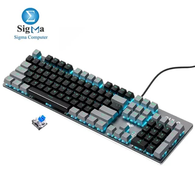 Aula Wind F2068Pro Black&Gray Mechanical Keyboard Blue Switch – 104 Keys, USB, Blue Backlight (English Keys)