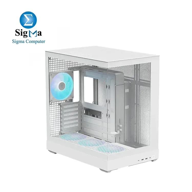 APNX V2-F White Mid Tower (4Fans FP3 140MM ARGB)(AIR Up To 183mm)(VGA Up To 445mm) Type-C Ready-BTF Support-GPU Holder