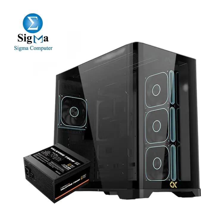 Xigmatek Crystal Storm V2 E-ATX 420mm GPU 360mm Radiator Mid Tower Case With Valkyrie 750W 80 Plus Bronze ATX 3.1 Power Supply Combo