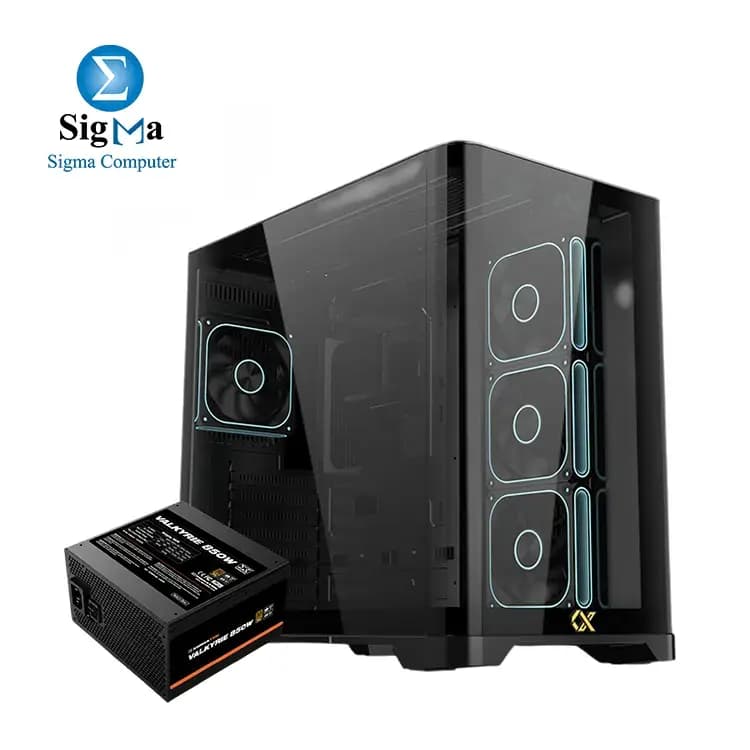 Xigmatek Crystal Storm V2 E-ATX 420mm GPU 360mm Radiator Mid Tower Case With Valkyrie 850W 80 Plus Bronze ATX 3.1 Power Supply Combo