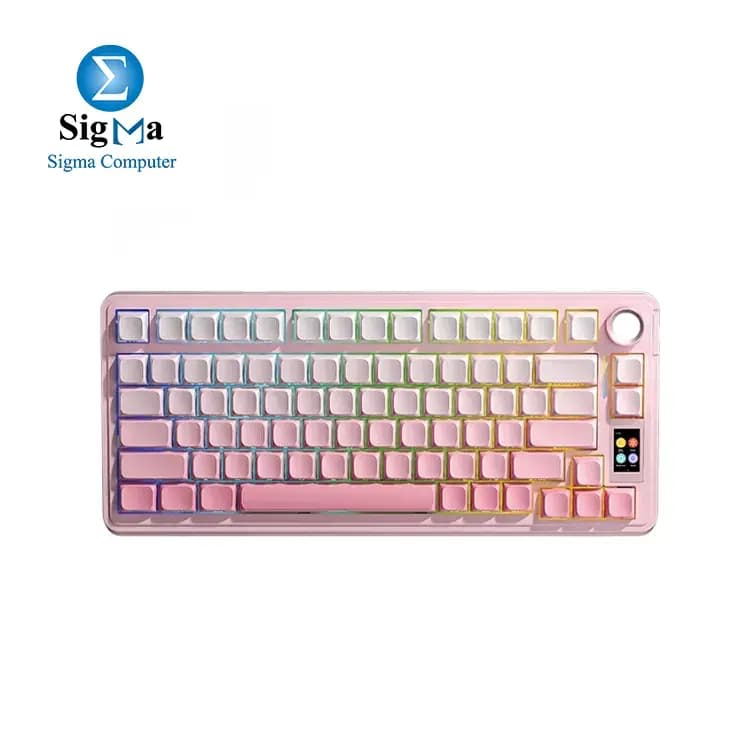 AULA S75 Pro-Mechanical-Greywood V3 SW-RGB-TKL-Tri-Mode BT/2.4G/USB-C-Hot-Swappable-Gasket-4000mAh-TFT Screen-Knob-Side-Engraved Keycaps (GRADIENT PINK)-2131