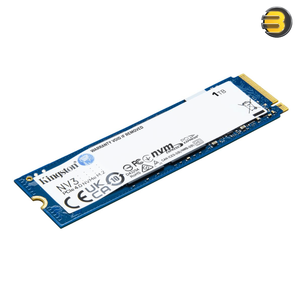 Kingston NV3 1TB PCIe 4.0 x4 NVMe M.2 2280 SSD — Sequential Read up to 6000MB/s, Write up to 4000MB/s, 3D NAND, 320TBW Endurance