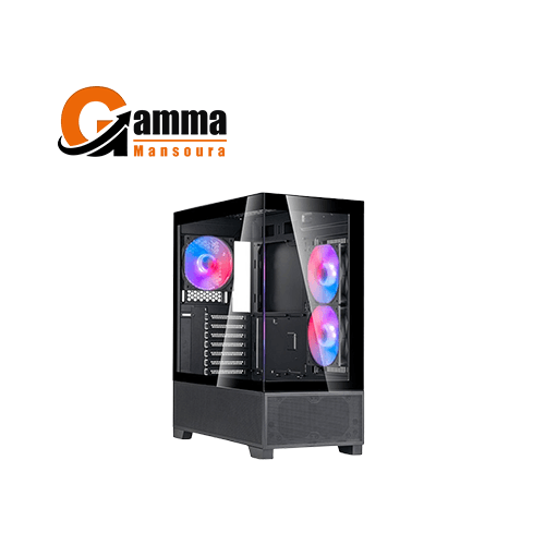 Silverstone Lucid 05 ATX Computer Case, 3x 120mm ARGB Pre-Installed Fans, Up to 360mm Radiator Support, 7 Expansion Slot, 270° Tempered Glass, Black | SST-LD05-B-ARGB