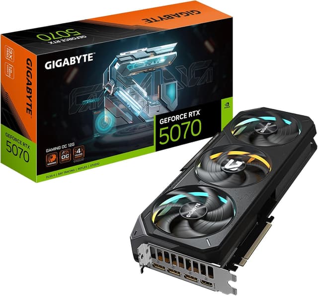 GIGABYTE GeForce RTX 5070 GAMING OC 12G – NVIDIA Blackwell Architecture, 12GB GDDR7 192-bit, 2625MHz Boost Clock, WINDFORCE Cooling, Hawk Fan, RGB Halo, Dual BIOS, Reinforced Structure, DLSS 4 Support