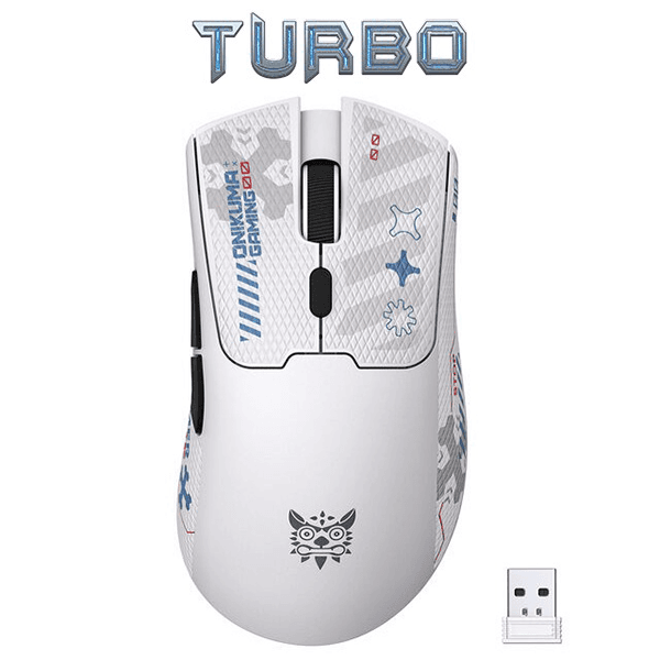 Onikuma DM01 Tri-Mode Ultra-Lightweight Wireless Gaming Mouse (57g, Instar S205, 12,800 DPI, 1000Hz, RGB) - White (Includes Custom Mouse Sticker & 1-Year Warranty)