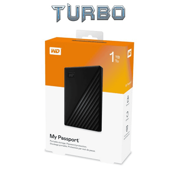 WD My Passport 1TB Portable External Hard Drive USB 3.2 Gen 1 Slim Design - Black (WDBYVG0010BBK-WESN)