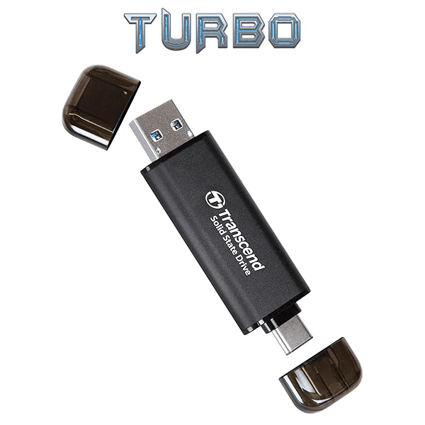 Transcend ESD310 512GB Portable External SSD Dual Connector (Read Up to 1000MB/s - Write Up to 900MB/s)