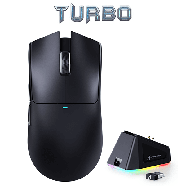 Attack Shark X11 Tri-Mode Wireless Gaming Mouse with Magnetic Charging Dock & Grip Tape (PAW3311, 63g, 20M Clicks) - Black (1-Year Warranty)